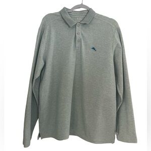 Tommy Bahama L IslandZone Emfielder Supima Long-Sleeve Polo Shirt Green Blue